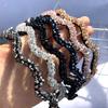 Luxury Korean Women Girls Headdress Beaded Wave Headband Crystal Hair Hoop Hair Accessories Flower