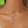 50 Points Shining Moissanite Fringed Necklace, Simple Classic High-End S925 Silver Collarbone Chain