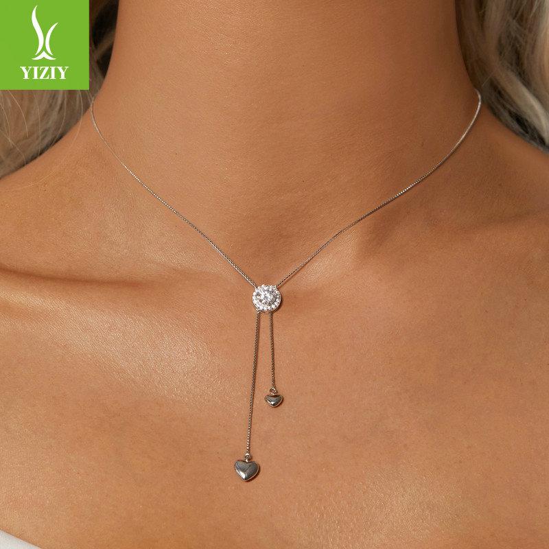 50 Points Shining Moissanite Fringed Necklace, Simple Classic High-End S925 Silver Collarbone Chain