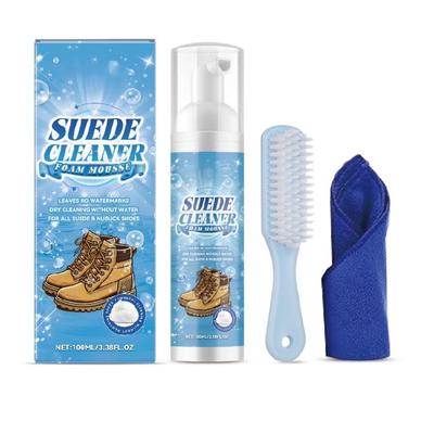 Suedes Nubuck Restorer Cleaner Foam Set For Shoes Bags Jackets Complete Cleaning Set With Brush Cloth Tool Included