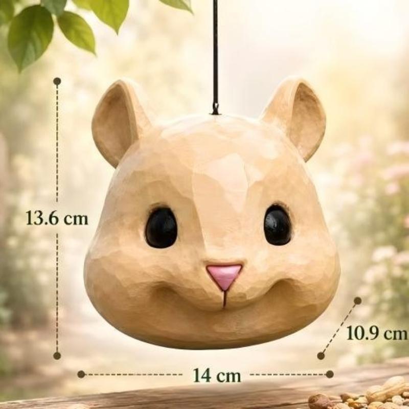 3D Printed Cute Squirrel Head Feeder Fun Animal Face Hanging Pendant Feeder Outdoor Garden For Home Decoration Gifts