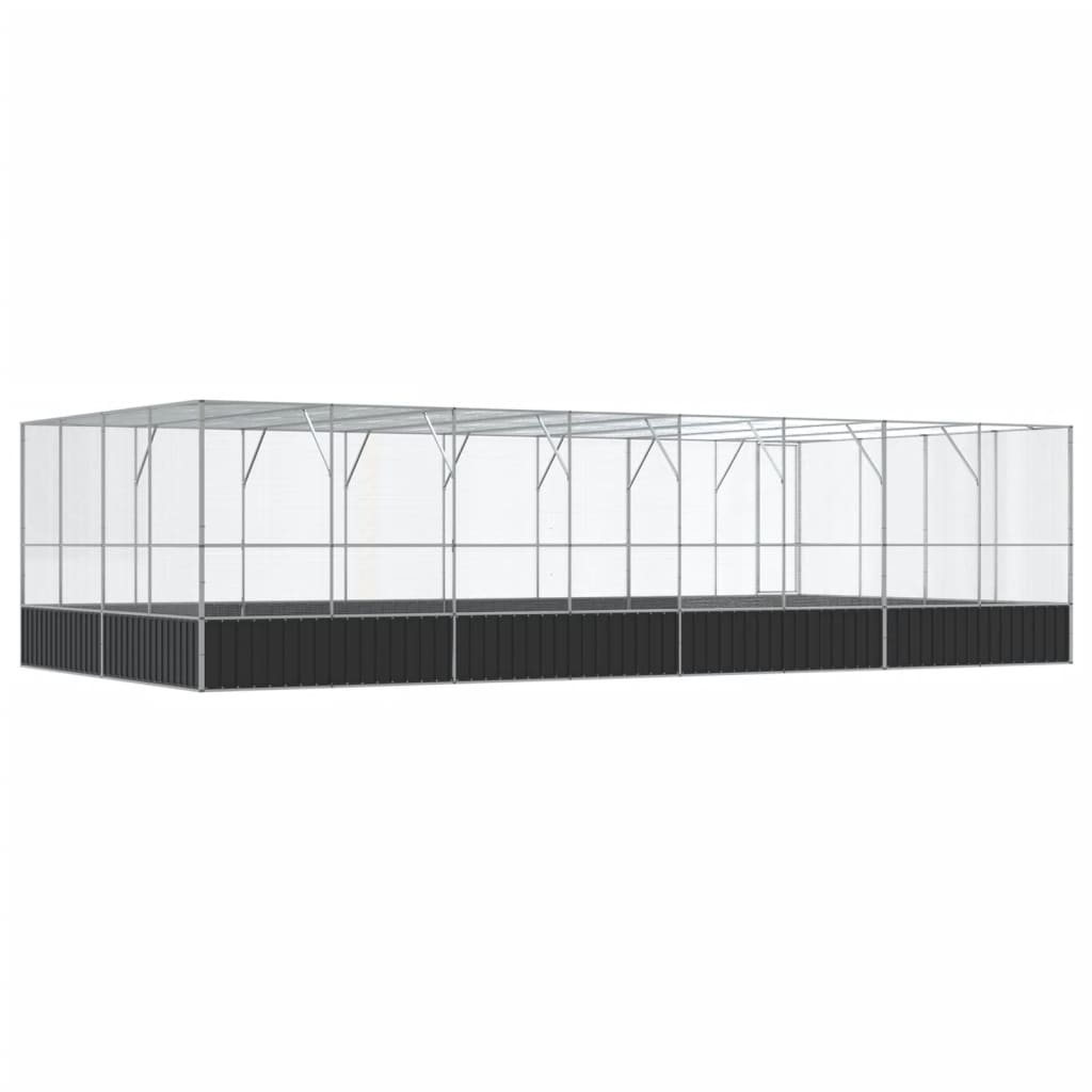 Vidaxl Woliera Z Przedłużeniem, Srebrna, 832X414X212 Cm, Stal