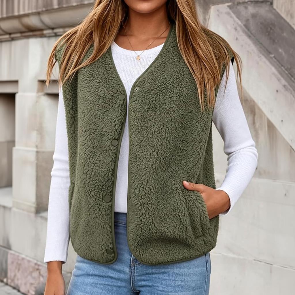 Women's Casual Sleeveless V-Neck Vest for Layering