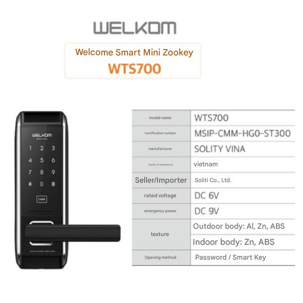 Solity WTS700 Non-Punching, Card Key 4 + Number Key, Front Door Digital Lock