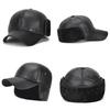 Premium Quality Faux Leather Bomber Trapper Ear Warm Cap For Elderly Men