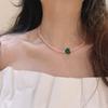 Macaron Ice Through Pink Green Natural Stone Beaded Love Necklace Female Personality Unique Temperament Versatile Neck Chain Collarbone Chain
