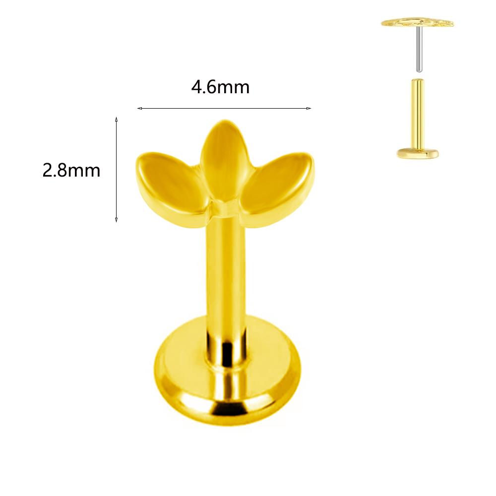 ASTM F136 G23 Titanium Labret Piercing Starfish Earring Stud Bee Leaf Push In CZ Threadless Cartilage 16/18/20G Body Jewelry