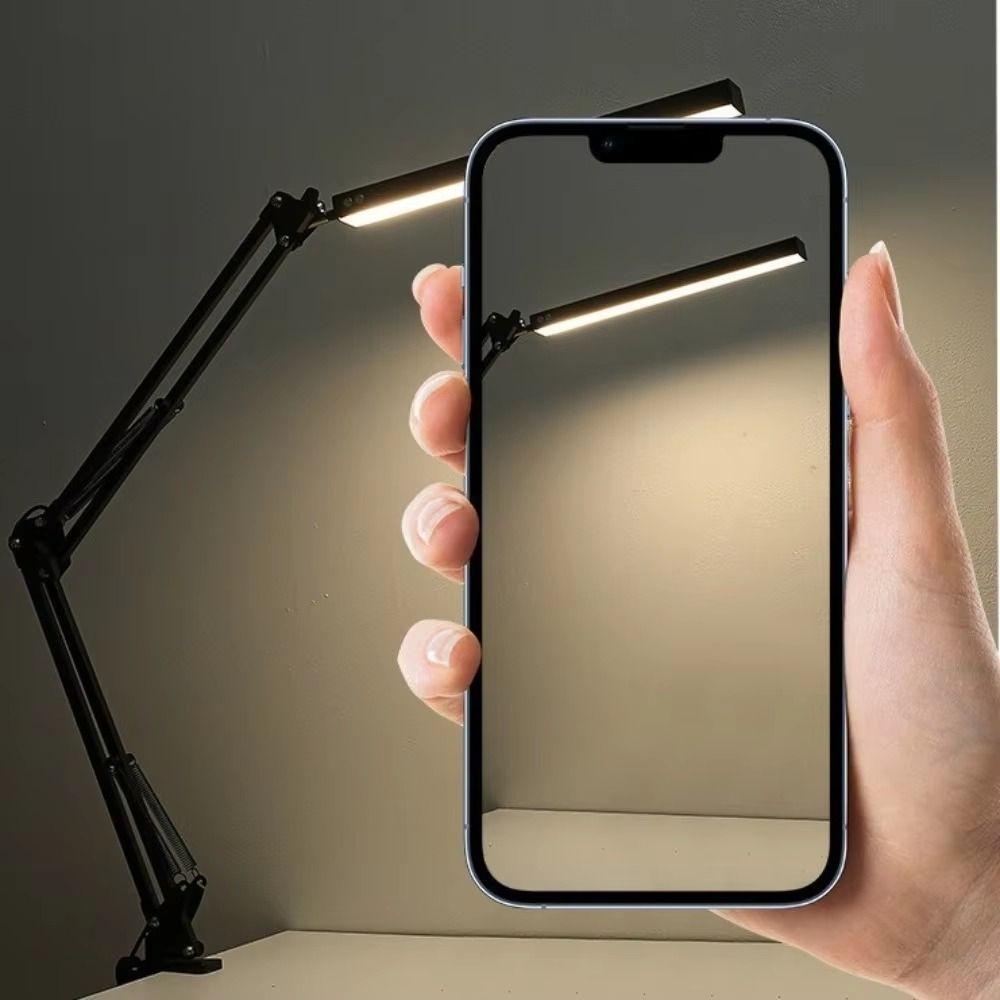 Adjustable Clip Folding Clip on Light Dimmable Swing Arm Desk Lamp  Bedroom