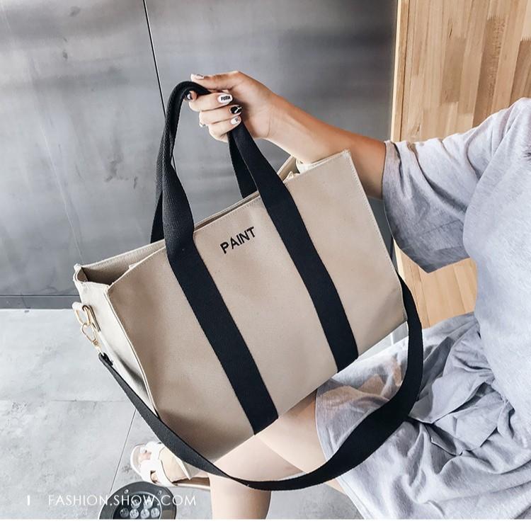 Bag New Large Capacity Tote Bag Handheld Women's Bag Single Shoulder Crossbody Bag Handheld Women's Canvas Student Shopping Bag