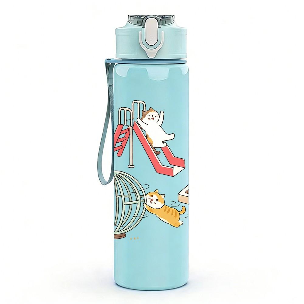1PC Sneaker Shoe Retro Art Print 750ml Color Plastic Sports Water Bottle Leakproof Flip Straw Lid Suitable for Sports Office Home Use