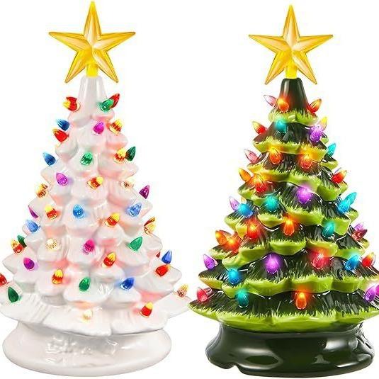 Christmas Tree Night Light, Festive Tabletop Christmas Decor Ornament, Dimmable Warm Glow with Remote Timer for Home Holiday Ambiance