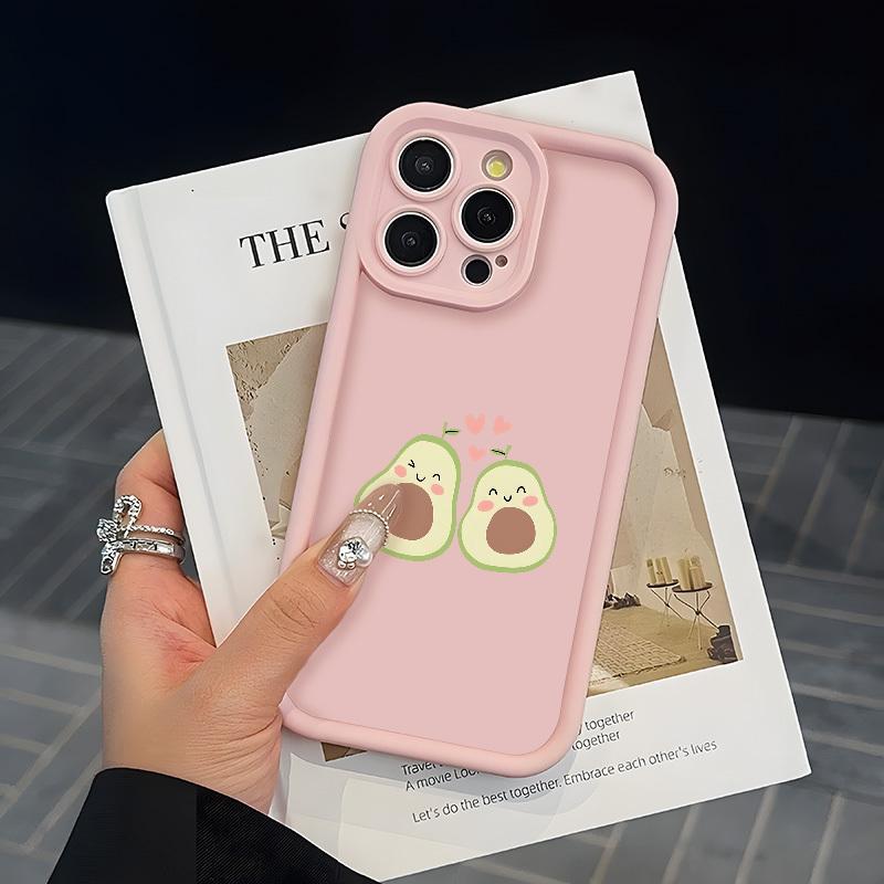 Cute avocado pattern phone case suitable for iPhone 17 16 15 14 13 12 11 Pro/Max/Plus anti drop and shockproof back cover