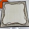 90cm Manual Hand Rolled Twill Silk Scarf Women Belts Chains Square Scarves Wraps Echarpes Curled Foulards Female Bandana Hijabs