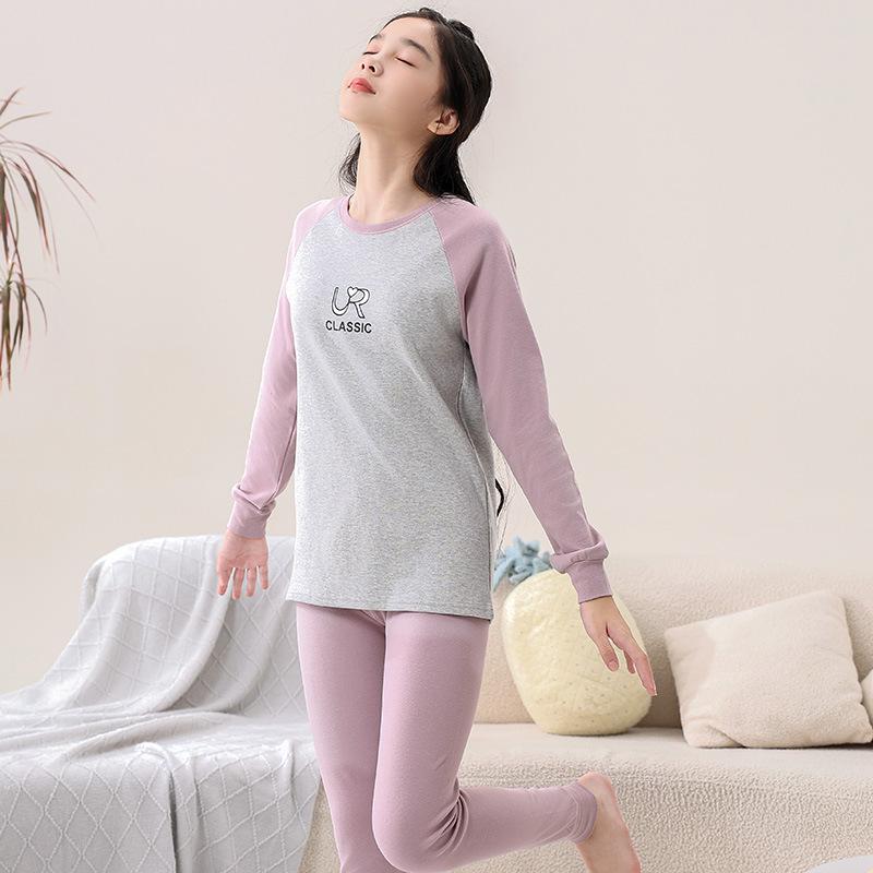Teen Boys' Autumn Cotton Clothes Set: Thin Style Underwear and Wool Shirt for Junior High Students