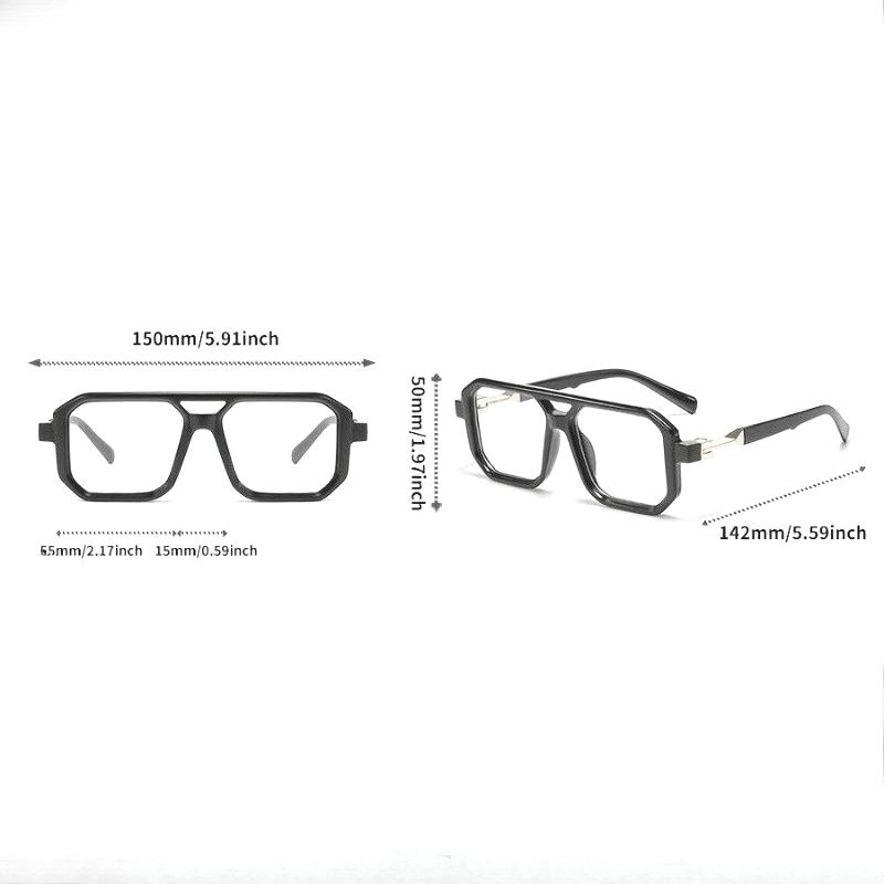 3pcs Men's Glasses,Square Frame with Double Bridges,Simple,Vintage,Literary, Fashionable,Trendy,Polygonal,Suitable for Daily Decorative Wear