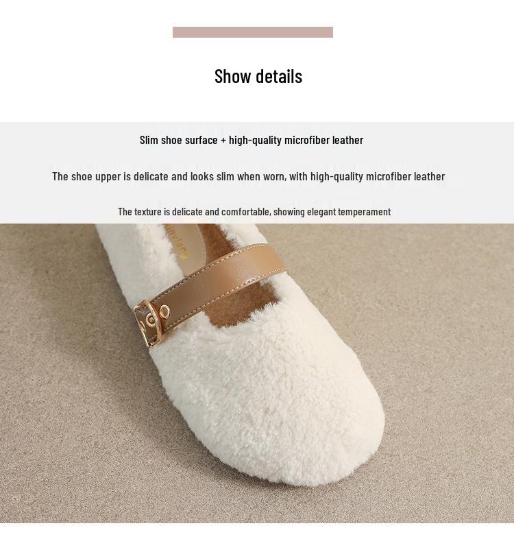 Weiwei Girl 138-1 Women's Fur-Lined Mary Jane Flats for Autumn/Winter