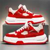 Men's 2025 Spring Korean Style Red Fashion Casual Thick-Soled Height-Increasing High-End Sports Shoes for Teenagers.
