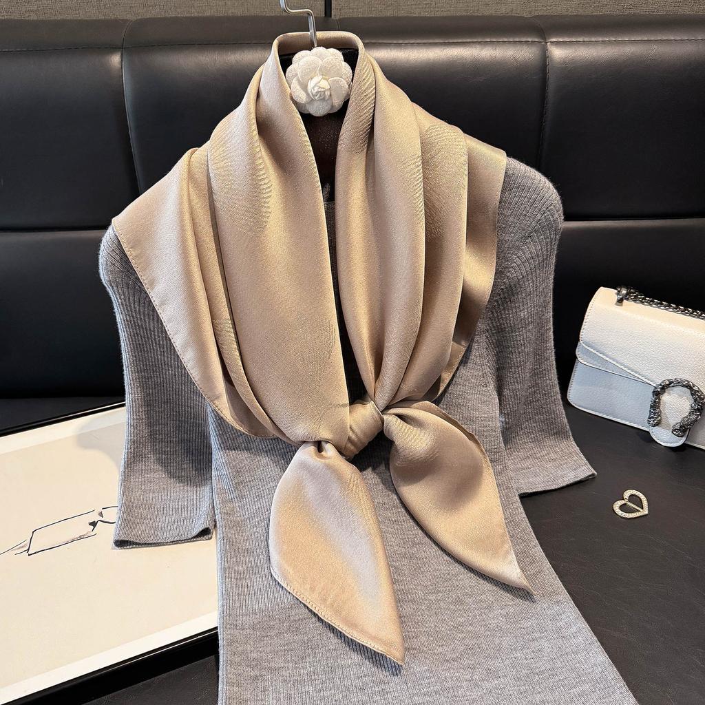 Summer Solid Color Tencel Cotton Ginkgo Biloba Scarf Women'S Beach Sunscreen Yarn Shawl Versatile Silk Scarf Women