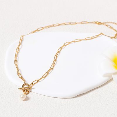Pearl Necklace, Summer Fashion Versatile Clavicle Chain, Simple Paper Clip Chain