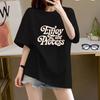 2025 New Summer Fashion Pure Cotton Letter Large Version Loose Pure Cotton Short-sleeved T-shirt Women's Medium and Long Top