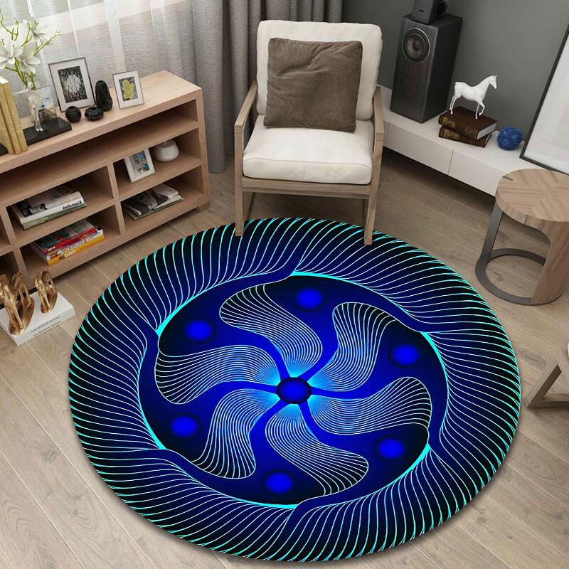 Minimalist Round Pop Art Multicolor Area Rug, Non-Slip Floor Mat for Nursery