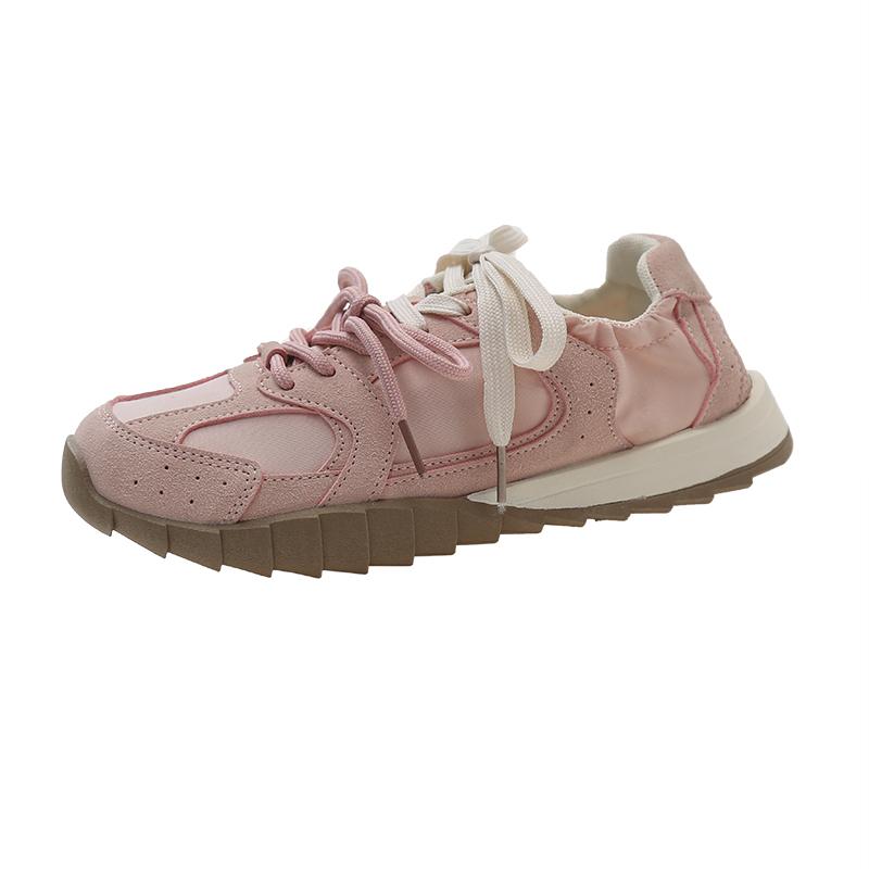 

2024 Новые Горячие Распродажи Модные Повседневные Вулканизированные Туфли с Сочетанием Цветов Холщовые На Шнуровке Женские Туфли Круглый Носок Весна и Осень 40 розовый