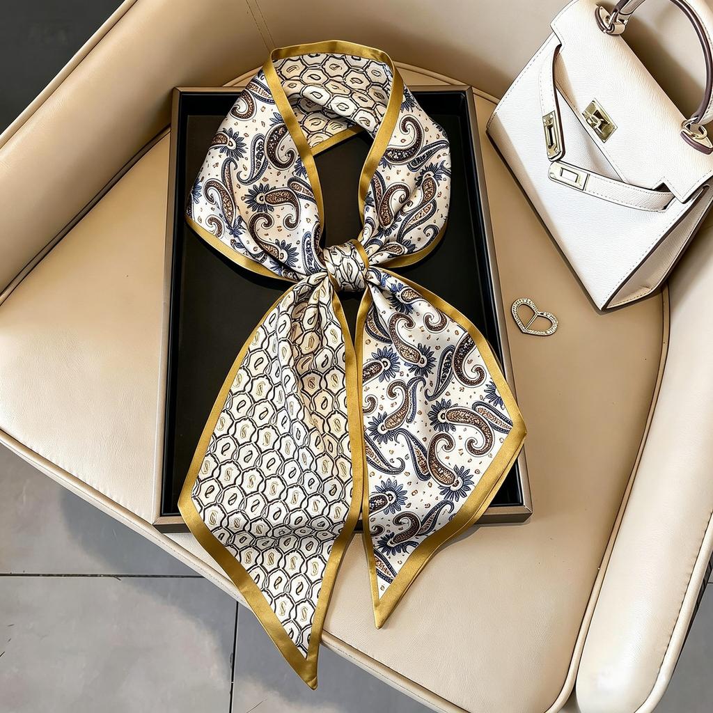 Art French Polka Dot Long Silk Scarf Femininity Versatile High Sense Spring and Autumn New with Shirt Scarf Belt