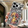 Phone case: 2D flat suitable for iPhone 18 17 16 15 14 13 Pro, transparent four corner protective case, two color kittens, Christmas and Halloween gif