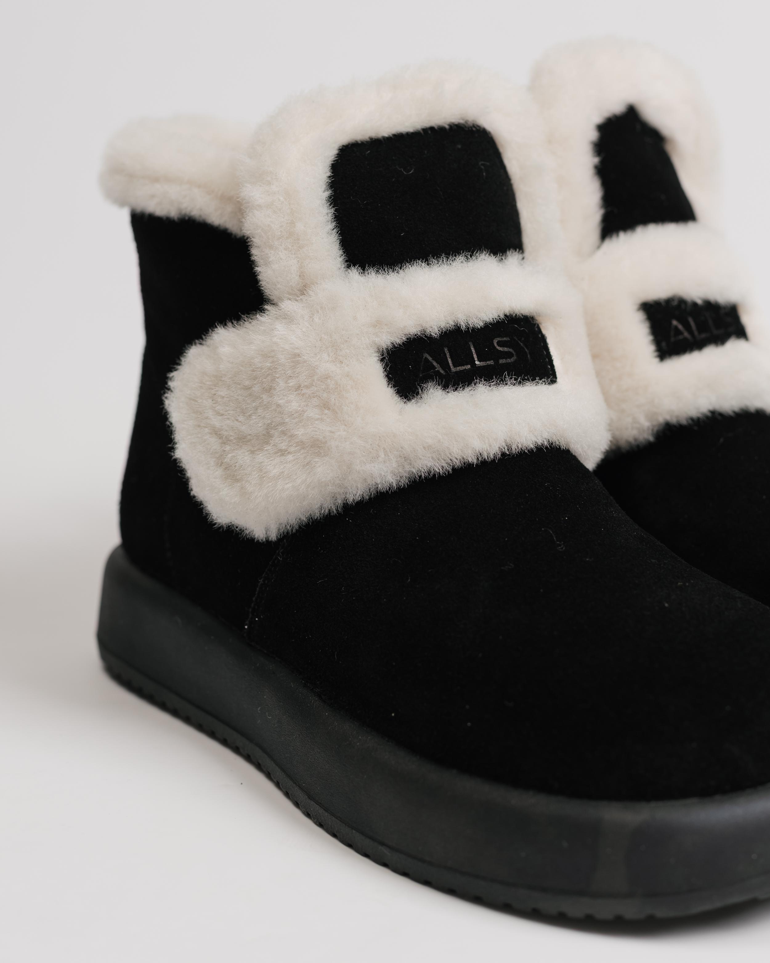 Угги женские Allsy 85913 36 черные замша шерсть 41 čIerna-image