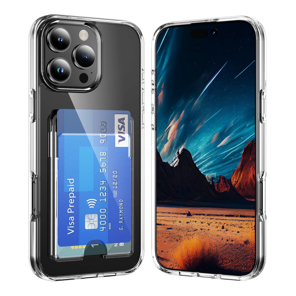 Applicable to iPhone17ProMax crystal clear card mobile phone case Apple 16Pro transparent 15 anti-drop 14 protective case