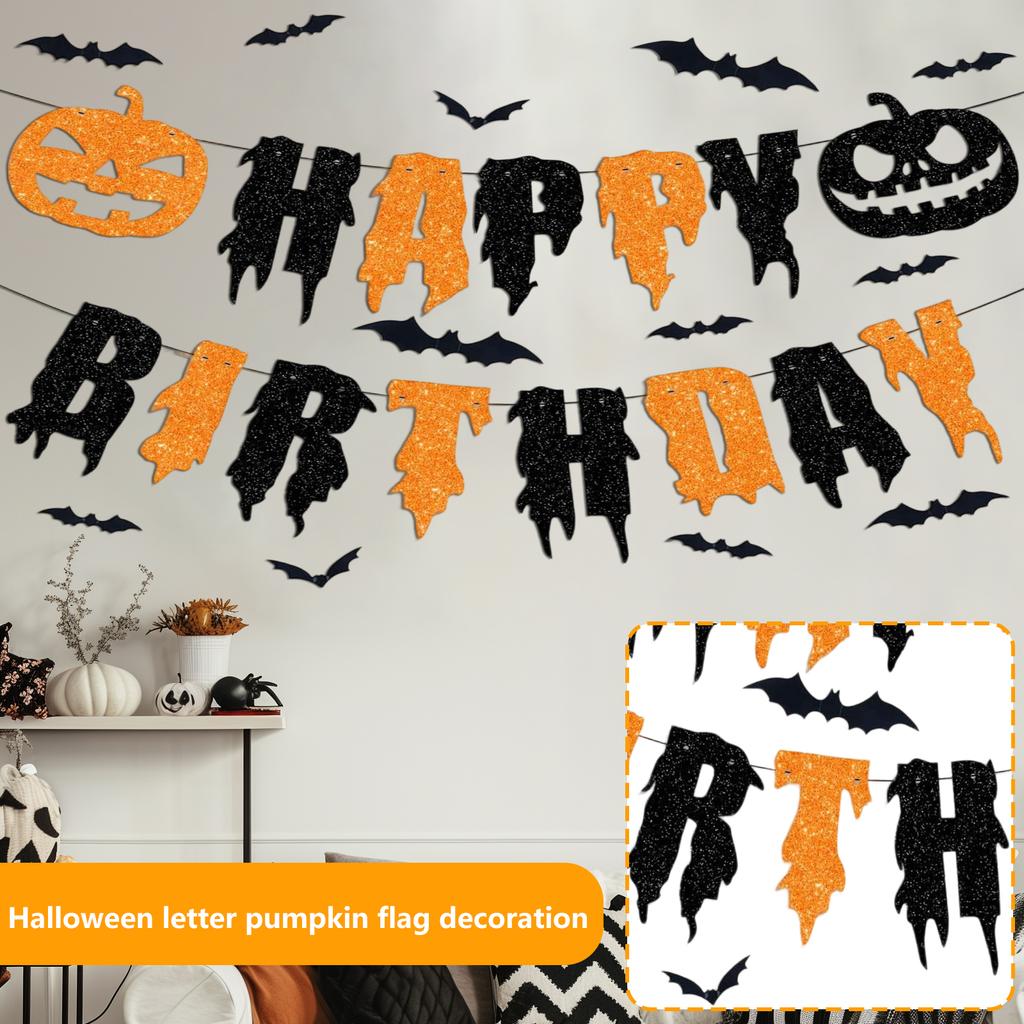 Halloween Letter Pumpkin Flag Decoration Banner Arrangement