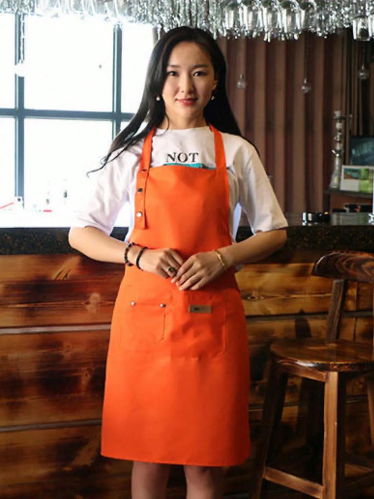Thicken Waterproof Kitchen Apron Woman's Solid Color Cooking Men Chef Waiter Cafe Shop Barbecue Barber Bib Kitchen Accessories