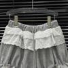 2025 Herbst/Winter Spitzen-Patchwork Locker geschnittene Shorts mit elastischem Bund