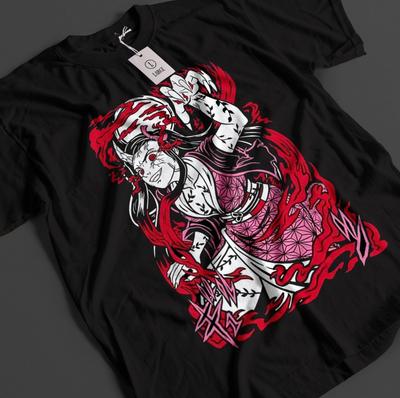 New Demon Slayer Shirt Nezuko T-Shirt Tanjiro KNY Anime Zenitsu Top Akaza Muzan Tee