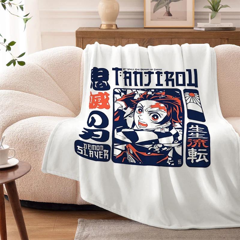 Sofa Blankets for Winter Anime D-Demons Slayer Warm Knee Bed Fleece Camping Fluffy Soft Blankets Microfiber Bedding King Size
