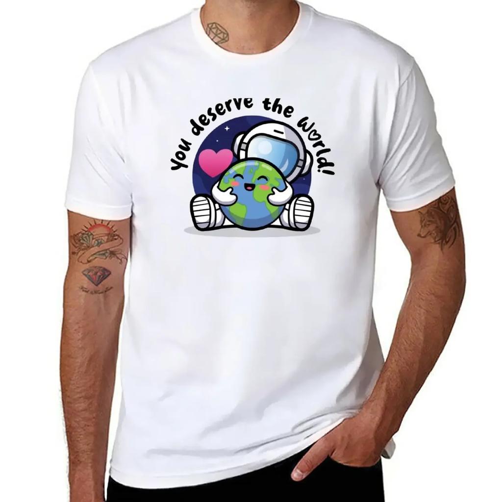 You deserve the world! (on light colors) T-Shirt oversizeds boys animal print heavyweight t shirts for men