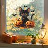 1PC Halloween Window Stickers Black Cat Pumpkin and Flying Bats Sticker for Glass Doors Removable Gothic Halloween Sticker