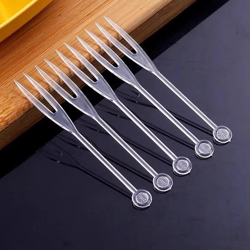 Disposable Plastic Transparent Fruit Forks