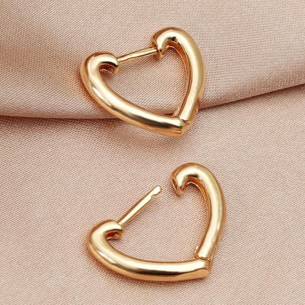 Vintage Goldfarben Kupfer Liebe Hohl Dangle Kreis Creolen für Frauen Schmuck Trendy Einfache Geometrische Ohrringe