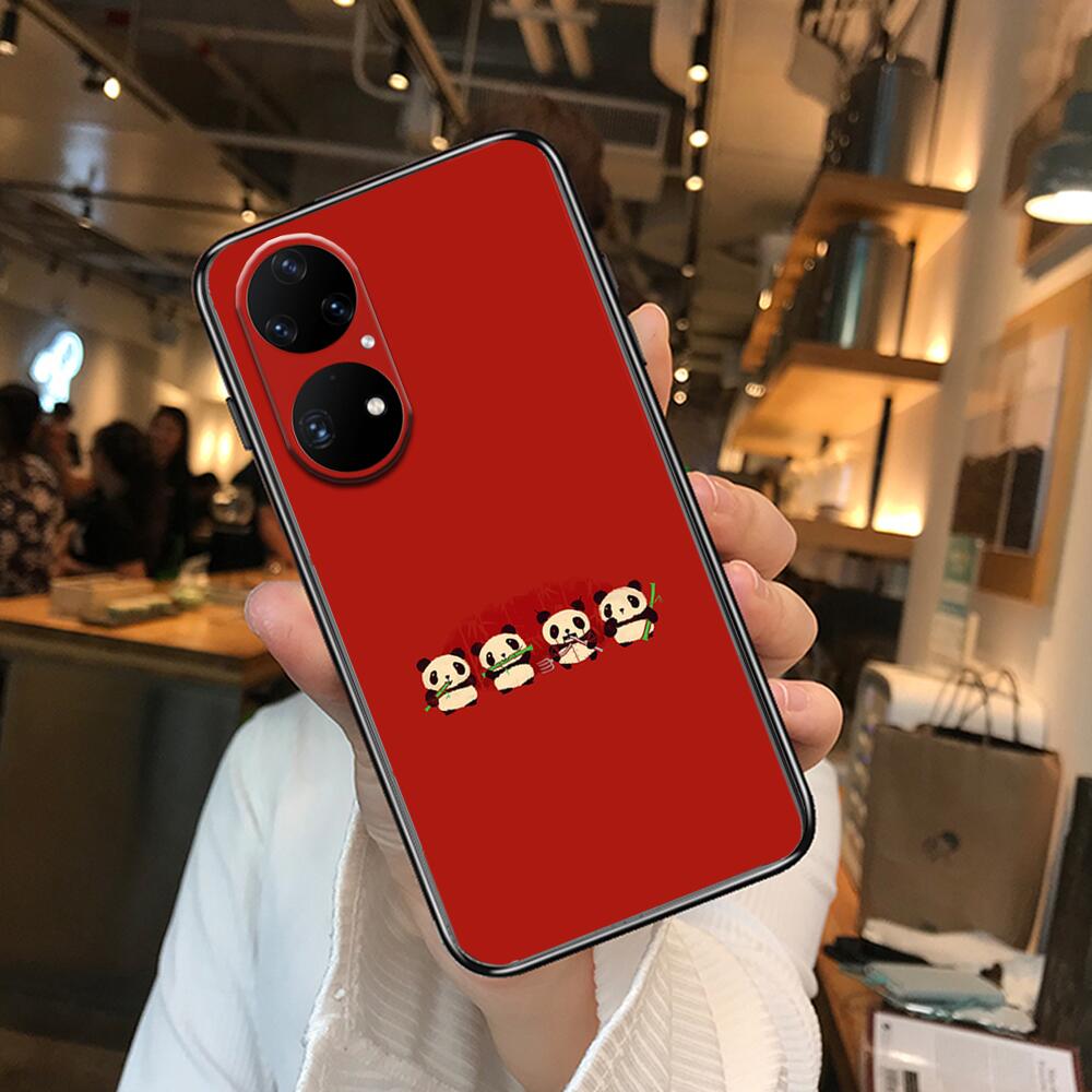 Super roztomilé pouzdro na telefon Panda pro Huawei p50 P40 p30 P20 10 9 8 Lite E Pro Plus Black Etui Coque Painting Hoesjes comic fas