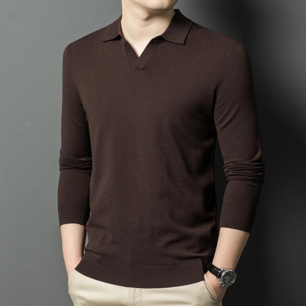 Spring and Autumn Men's Knitted Sweater Men's High-end Fashion Lapel Casual Men's Sweater