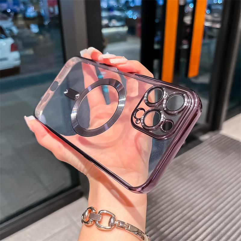 Applicable To Iphone16promax Electroplating Magnetic Suction 16 Mobile Phone Case 15 Apple 14 Transparent 13 Gradual Change Glitter 12