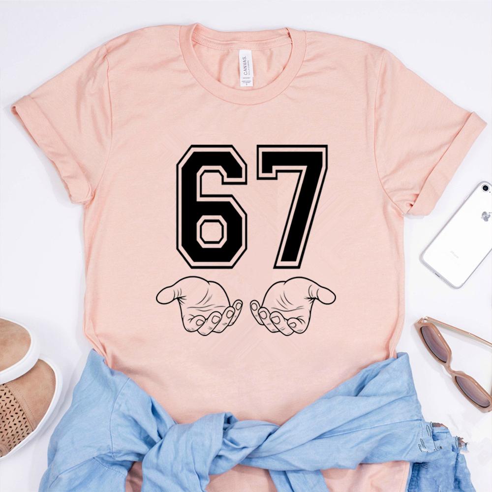 Funny Six Seven Tshirt 67 Hand Tshirt Meme Generation Alpha Tshirt Trendy 67 Tee Unisex Short Sleeves Tops Funny Gen Alpha Gift