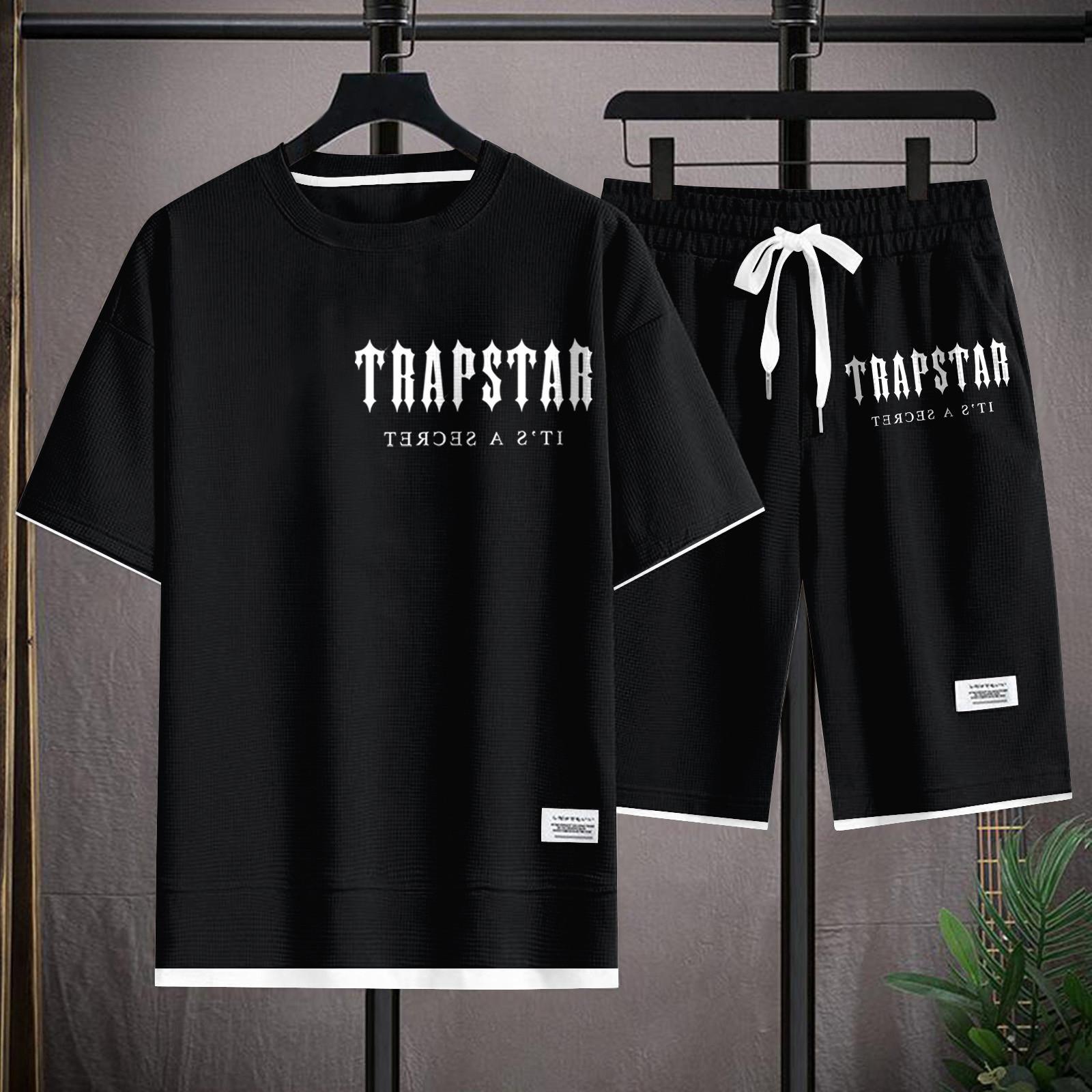 Unisex Breathable Short Sleeved Shorts Loose Pullover Two-piece Set M