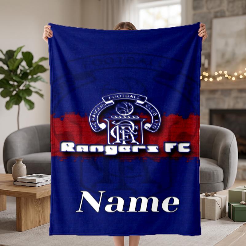 Rangers Fc Custom Flannel Blankets Soft Warm Cozy Throws for Home Decor Holiday Gifts