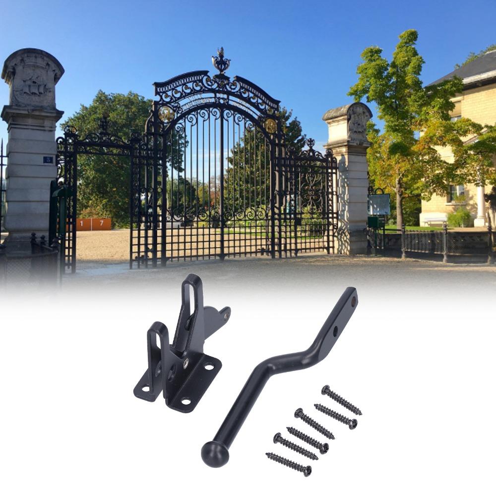 Easy Install Self-Locking Gate Latch Black Fence Bolt Lock Heavy Gate Latch Kit  Wooden Fences