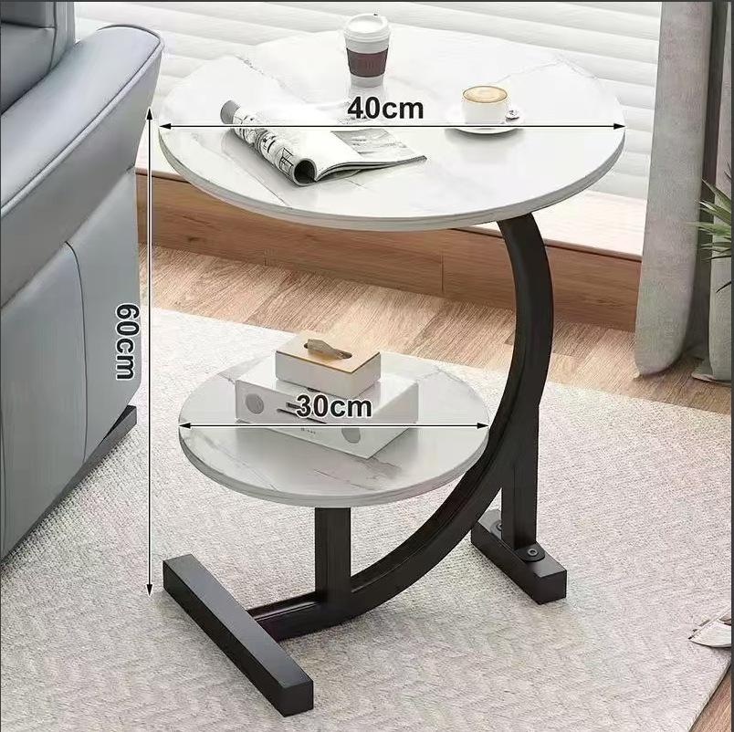 Two Layers Small Side Table For Spaces, Storage Rack, End Mdf+metal, S Living Room Modern Balcony