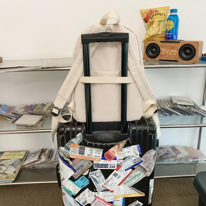 Solid Color Backpack Female Schoolbag Female Student Backpack Male