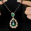 Green crystal oval sweater chain Internet celebrity simple temperament versatile atmosphere necklace female pendant pendant accessories retro