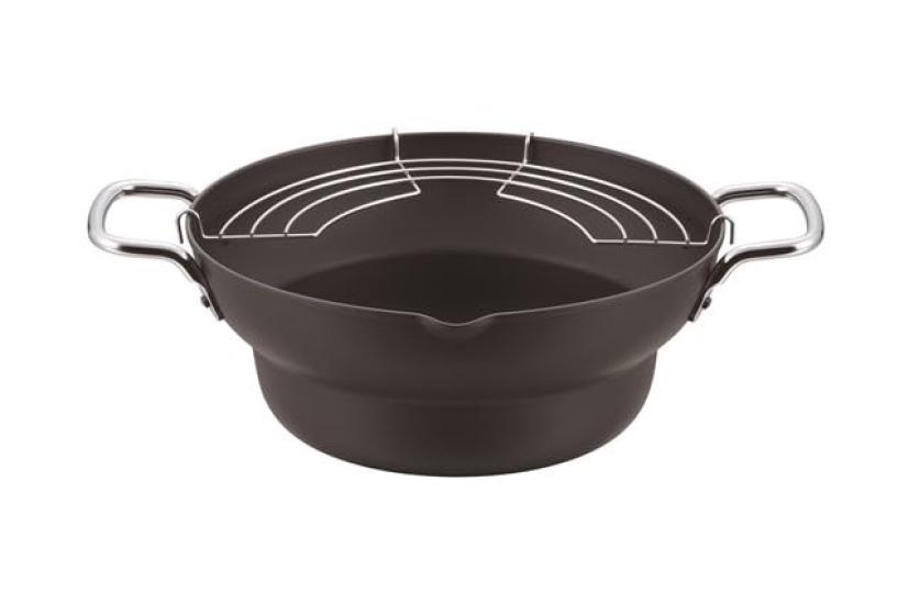 Pot à Tempura Maruyama à Échelons 24 cm (avec égouttoir à huile) Compatible induction, compatible gaz, friteuse, tempura, cuisson en grande quantité, fabriqué au Japon,